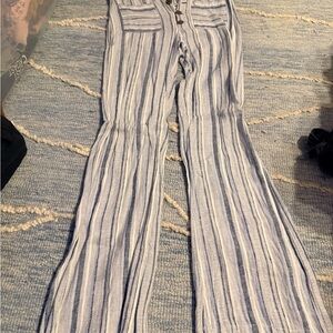 Indigo Rein Blue and White Striped Flare Pants